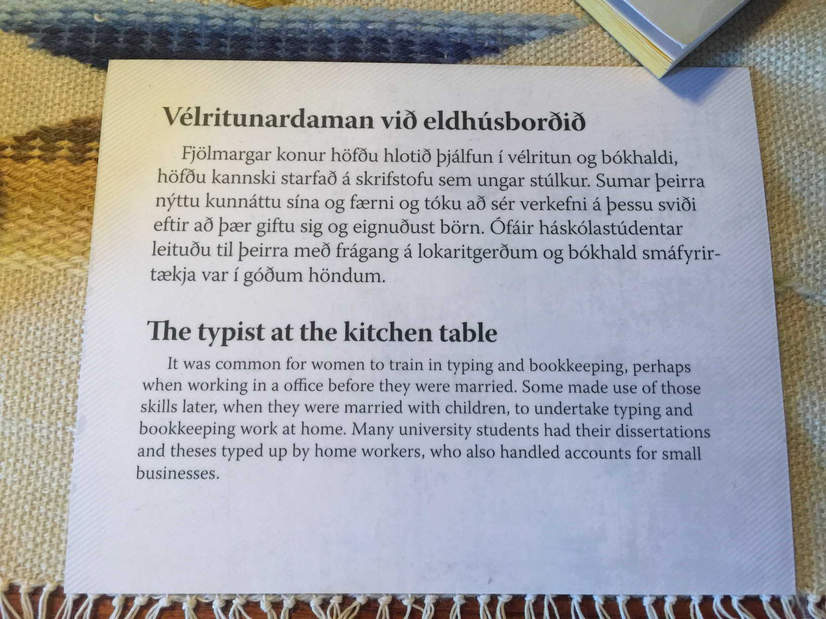 The typist at the kitchen table